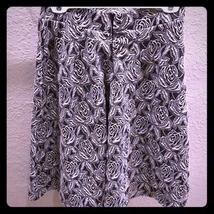 Grey and white floral A line skirt